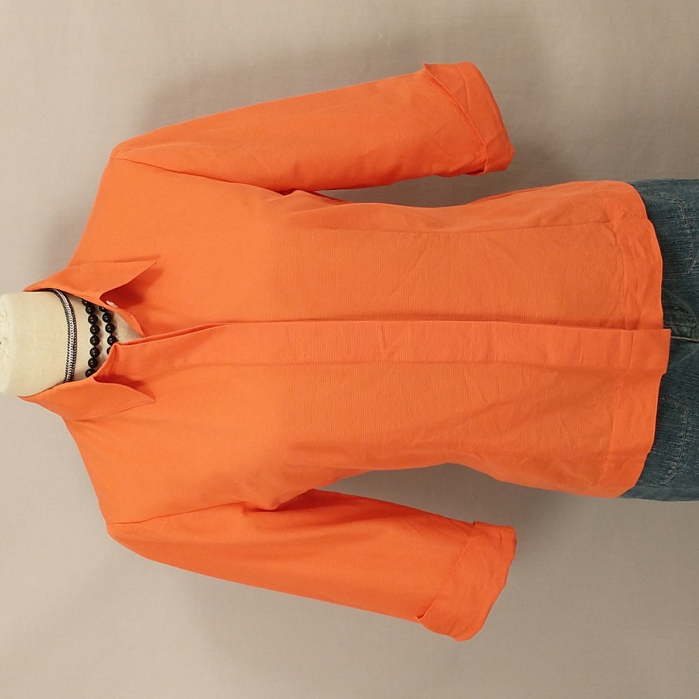 Quality Orange Button Down Shirt Cotton Tailored Micro Rib Garfield & Marks sz 6